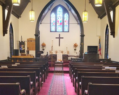 Flags on altar