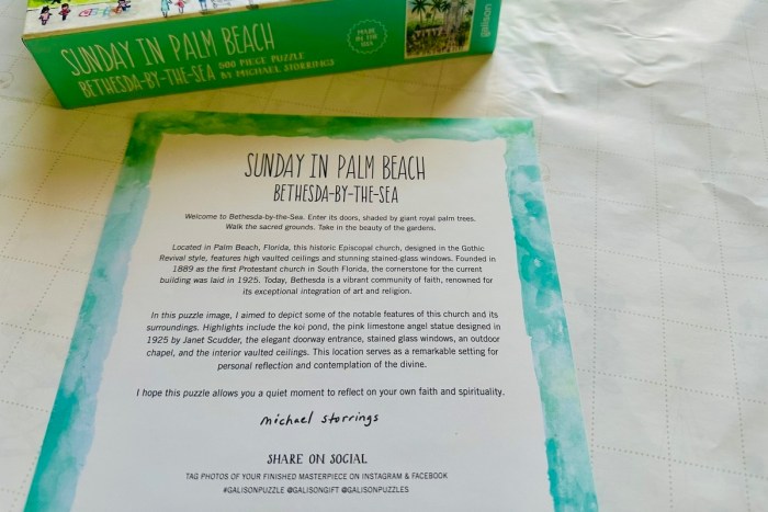 Bethesda-by-the-Sea Episcopal church Sunday in Palm Beach Florida Michael Storrings Galison jigsaw puzzle